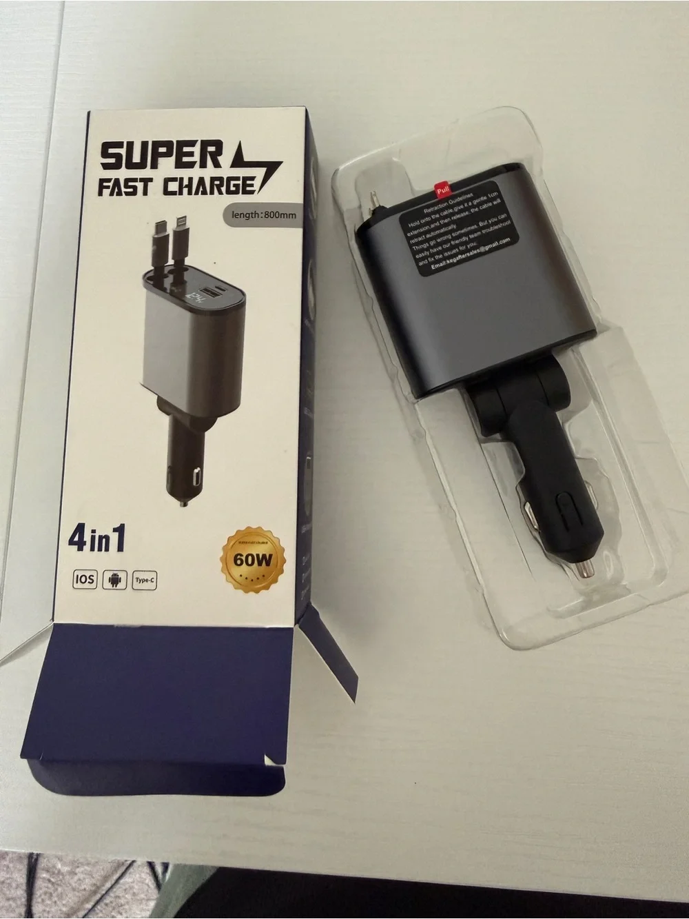 4-in-1 Travel Car Charger Lightening USB